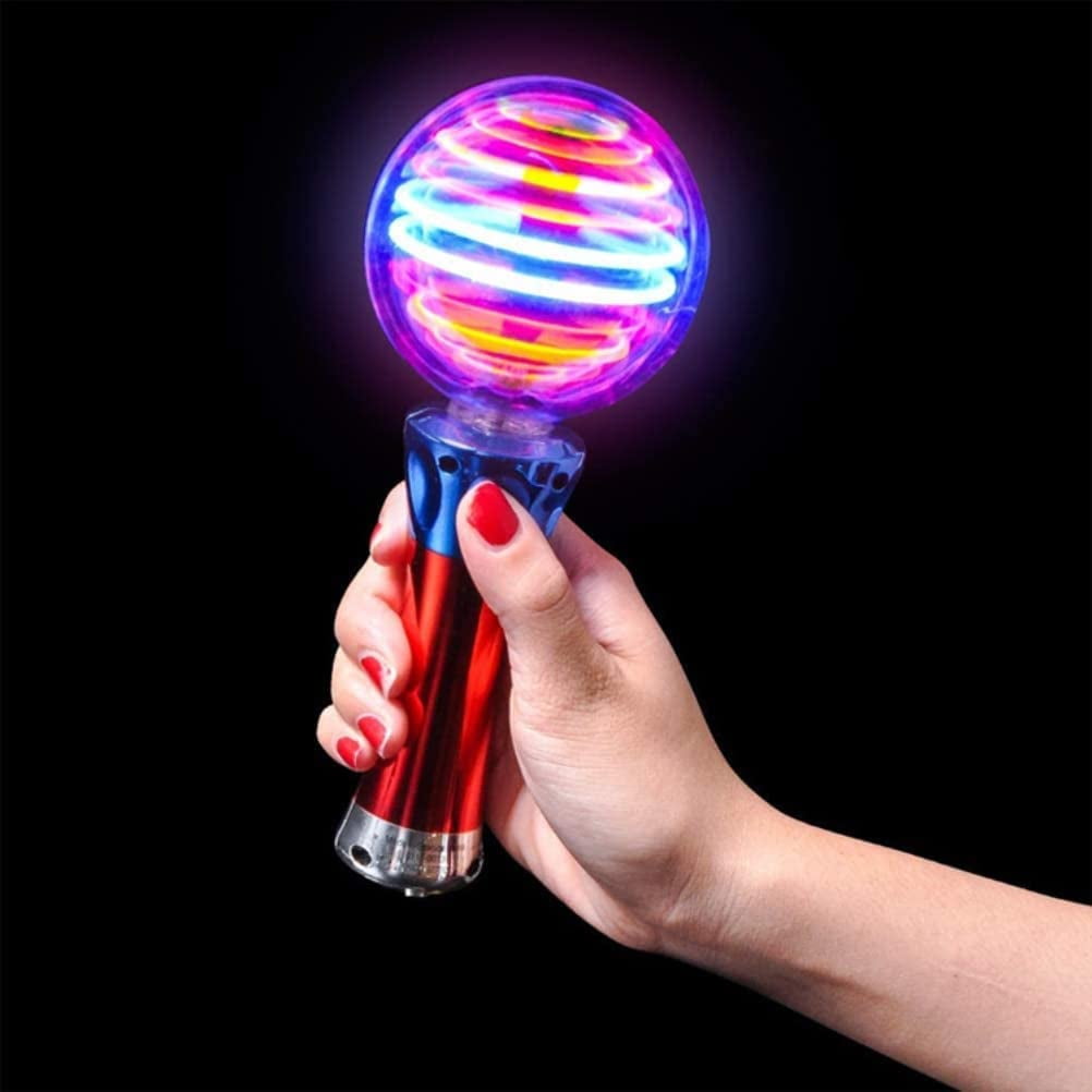 MAGIC SPINNING LIGHT UP WAND CRAZY FLASHING DISCO BALL PARTY TOY 7.5" 