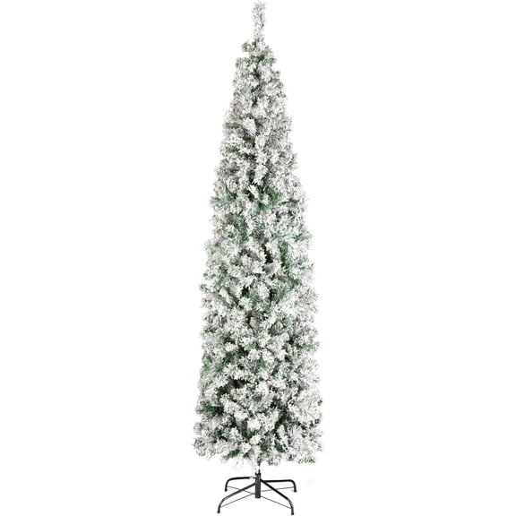 g 7.5 ft Acacia Flocked Artificial Christmas Tree, Unlit Christmas Decoration, Hinged Branches, Includes Metal Stand,Christmas tree
