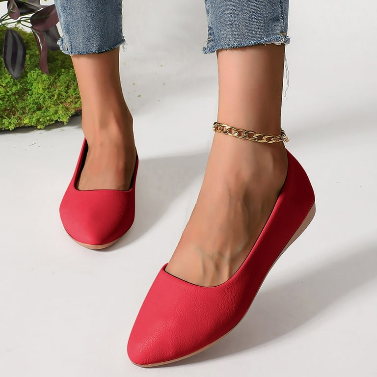 Women's Wedge Low Heels Dress Shoes Fashion Leather Pointed Toe Office Work  Oxfords Formal Slip on Loafers - Walmart.com