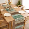 thumbnail image 3 of Table Runner 90 Inches Long for Kitchen Dining, Teal Brown Dresser Scarf Farmhouse, Dining Table Decorations for Wedding/Parties, Farmhouse Rustic Wooden Plank Board 13 x 90 In, 3 of 8