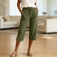 thumbnail image 6 of Kezqiaxn Capris Pants for Women Summer Lace Elastic Waist Loose Cropped Pants with Pockets Womens Capri Pants, 6 of 9