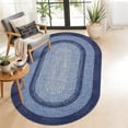 thumbnail image 2 of 5x8 Oval Living Room Area Rug Washable Modern Border Bedroom Bedside Area Rugs Non Slip Low Pile Dining Room Oval Throw Carpet Contemporary Rugs for Living Room Kitchen Nursery, Navy, 2 of 9