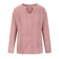 thumbnail image 4 of Htigea Oversized Sweaters for Women Cable Knit V-Neck Long Sleeve Chunky Pullover Preppy Solid Fall Winter Jumper Tops Pink L, 4 of 8
