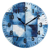 Yayeee 10" Wall Clock Battery Operated Quartz Round Silent Non-Ticking Home Decor,Blue Pattern
