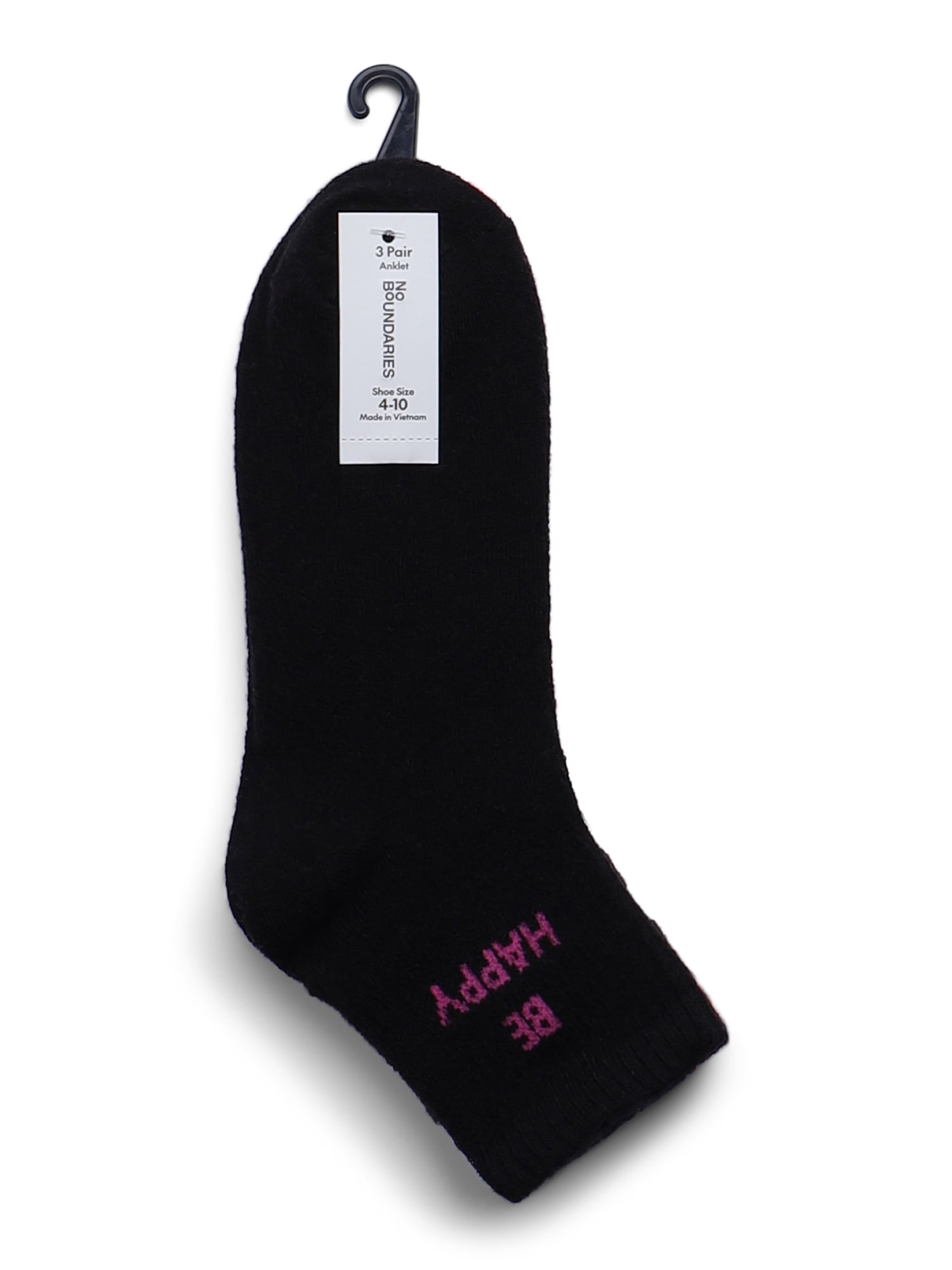 No Boundaries Ankle Socks, 3-Pack, Women's, Size 4-10