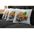 thumbnail image 5 of Ambesonne Christmas Throw Pillow Cover 4 Pack, Yellow Vintage Truck, 16", White Yellow Green, 5 of 5