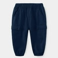 thumbnail image 2 of Likimi Toddler Kids Boys Cargo Pants Solid Color Cuffed Trousers Fashion Loose Relaxed Spring Fall Bottoms Size 2-3 Years Navy, 2 of 8