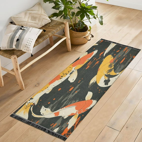 Yayeee Runner Rug for Bedroom 2'x6' Machine Washable Hallway Non Slip Mat, Fish Pattern