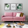 thumbnail image 1 of Velvet Fabric Sofa Couch, 70 inch Wide Mid Century Modern Living Room Couch 700lb Heavy Duty with 2 Throw Pillows(Pink), 1 of 8