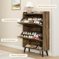 thumbnail image 5 of Shoe Storage Cabinet for Entryway, Large Shoe Cabinet with 2 Flip Drawers, Narrow Shoe Rack Cabinet, Slim Hidden Shoe Storage, Wooden Shoe Organizer Rack, Rustic Brown, 5 of 8