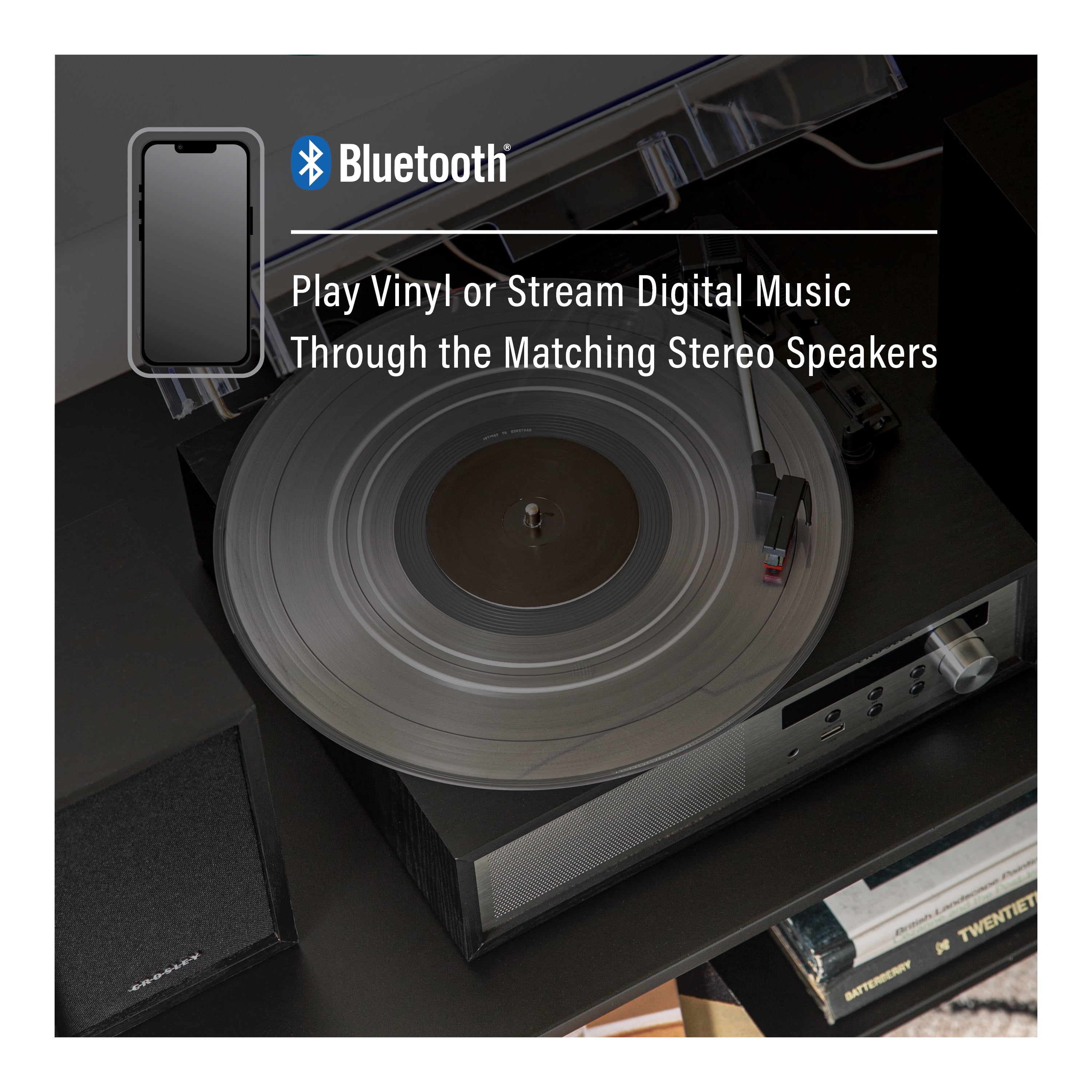 Crosley Sloane Record Player With Speakers In Black