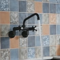 thumbnail image 3 of Sumerain Wall Mount Kitchen Sink Faucet, 6-Inch Adjustable Center Sink Faucet, 2 Cross Handles Kitchen Sink Tap, Matte Black, 3 of 13