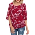 thumbnail image 2 of Top casual de gasa de media manga,Top de cuello redondo para mujer Camiseta casual de gasa Camiseta de gasa para mujer Características mejoradas, 2 of 5