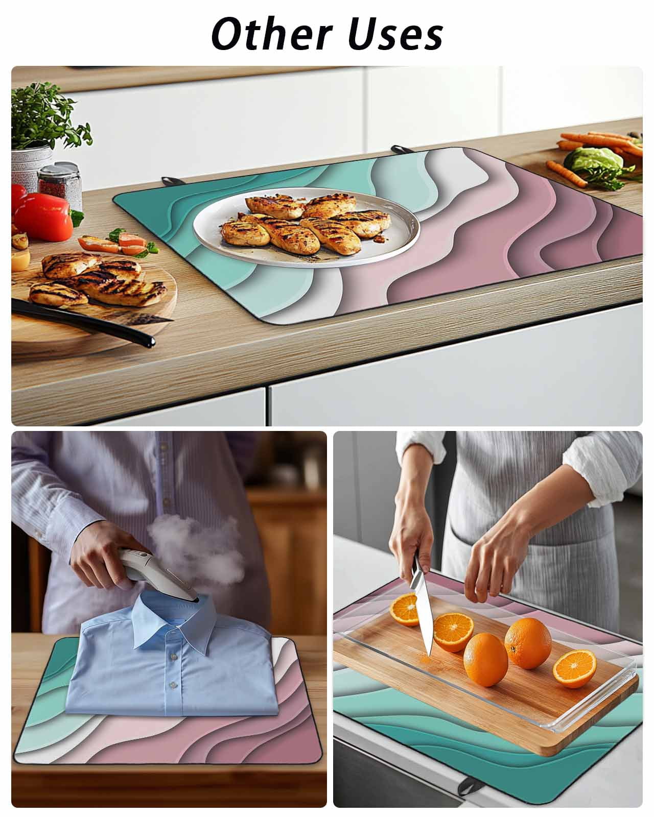 Stove Top Covers for Electric Stove, Green Ombre Glass Stovetop Cover Protector, Modern Geometric Abstract Dark Red Cream Induction Cooktop Protector Oven Mat for Kitchen Countertop 31"x24"