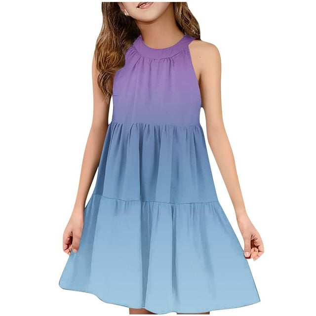 Robes d'Été Décontractées Robe d'Été Décontractée Filles Col Rond Sans Manches Robe Patchwork Robe Ludique Confortable Robe d'Été Décontractée Robes d'Été Mignonnes Robes d'Été Filles Robes d'Été