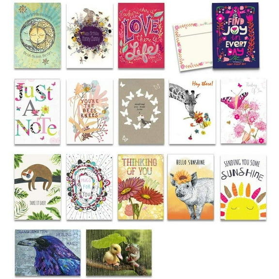 Tree Free Thinking of You Collection Greeting Cards, with Envelopes (16 Count)