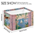 thumbnail image 4 of Yayeee Canvas Storage Basket with Handles for Shelves Fabric Bins Closet Organizer, Pink Seaside Boat, 4 of 8