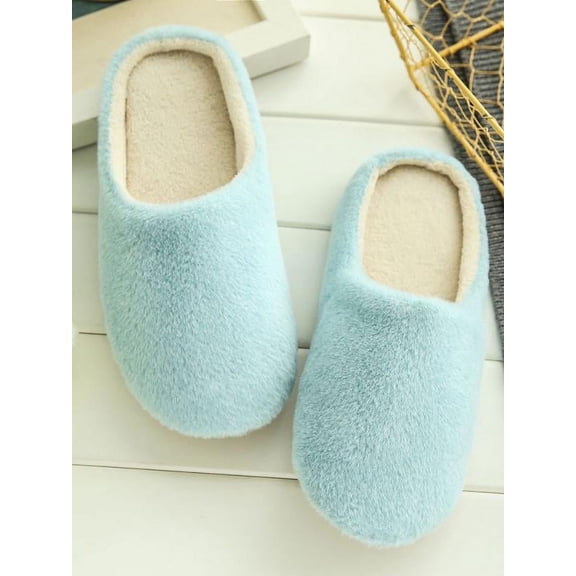 Soft Coral Velvet Bedroom Slippers For Women, Closed Toe Indoor House Slippers