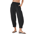 thumbnail image 2 of Pantalones Rectos Holgados Informales de Algodón y , Color Negro, Talla XXL, 2 of 7