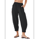 thumbnail image 2 of Pantalones Rectos Holgados e Informales de Algodón y , Color Negro, Talla M, 2 of 7