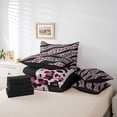 thumbnail image 6 of Homewish Modern Leopard Print Twin Bedding Sets 7-Piece for Female, Fashion Lines Stripes Bedding Comforter Set, Black Pink Abstract Ombre Reversible Sheet Sets, Luxury Bedroom Decor, 6 of 8