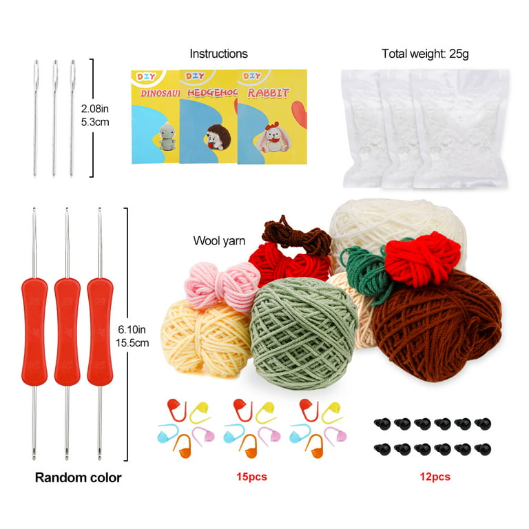  UzecPk Crochet Kit for Beginners, Knitting Kit for Adults,  Crochet Starter Kit with 10 Colors of Yarn, Crochet Stuffing, Crochet  Keychain, Step-by-Step Instruction, and Video Tutorials