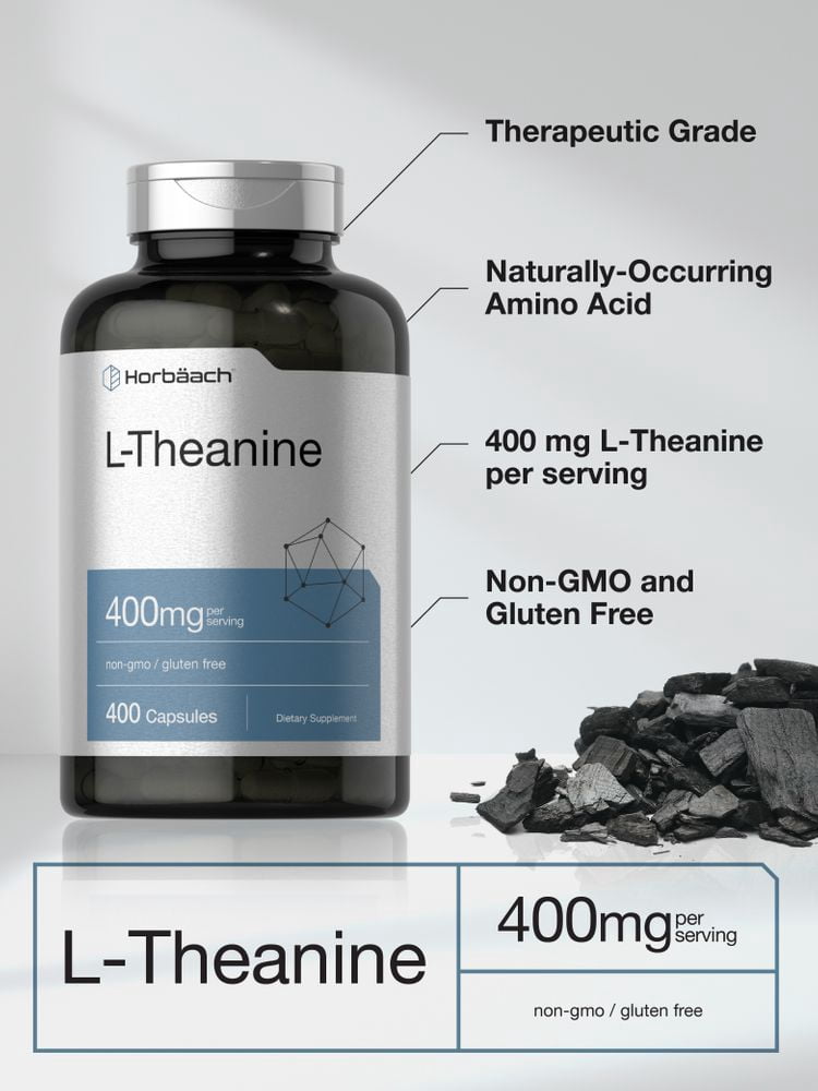 L Theanine 400mg | 400 Capsules | Max Size | by Horbaach