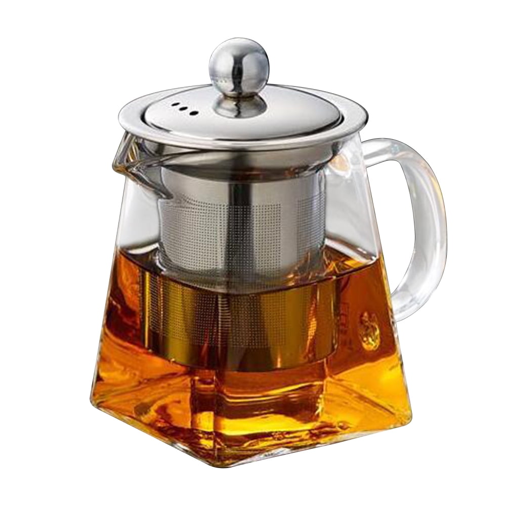A-750 ml Square Clear Glass Teapot with Infuser Tea Strainer Pot Stainless Steel in Square Shape Tea Pot with Infusers for Loose Tea and Coffee 