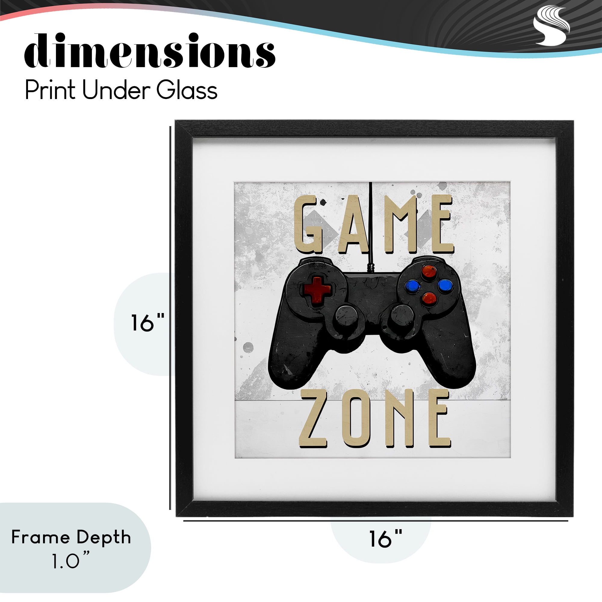 Stupell Industries Game Zone Control Black Framed Print Under Glass, design by Kim Allen