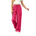 thumbnail image 6 of Sewkxo Sweatpants for Girls Wide Leg Baggy Sweat Pants Kids Casual Athletic Joggers Cute Teen Girl Clothes with Pockets,Hot Pink 160, 6 of 9