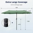 thumbnail image 6 of Alpha Joy 13x6.5ft Double-Sided Extra Large Outdoor Patio Market Rectangle Umbrella with Crank Handle, Mint, 6 of 6