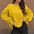 thumbnail image 4 of Oversized Sweatshirt For Women Fleece Lined Crewneck Sweatshirts Women Long Sleeve Pullover Sweater with Pockets 2025 Fall Winter Outfits Yellow L, 4 of 5