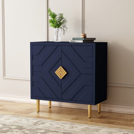 CBJCBJ 31.7 Modern Accent Sideboard Buffet Cabinet with 2 Doors & Shelves Credenza for Living Room Storage Blue