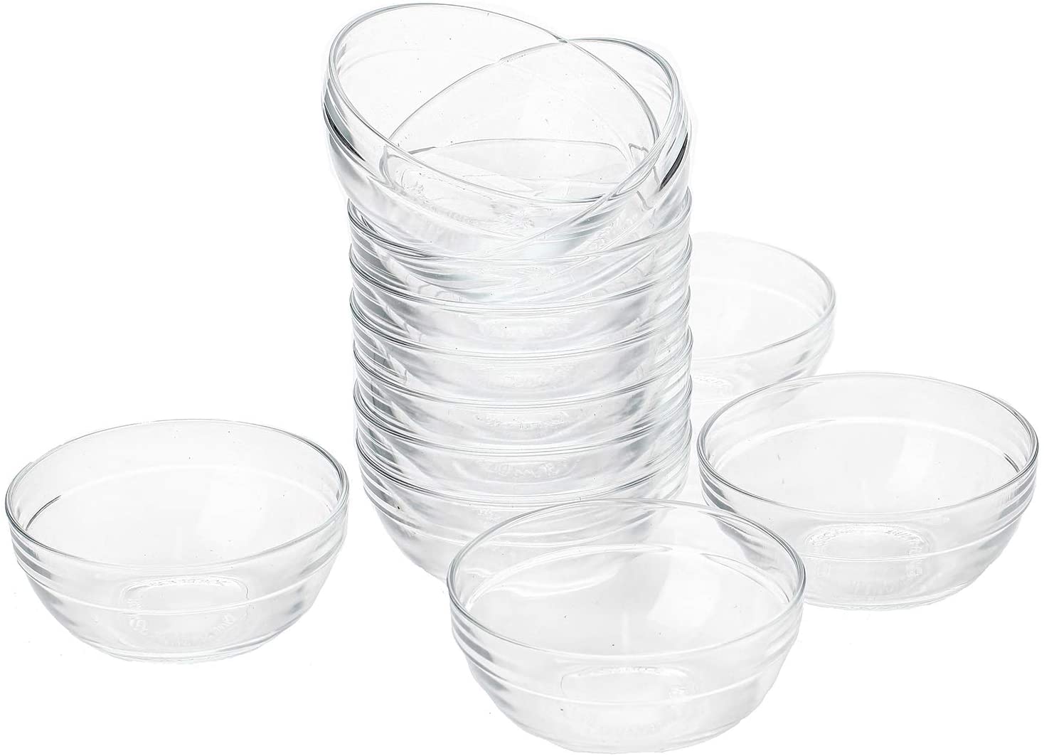 Glass Prep Bowls Mini 3.5 Inch 4.5 Ounce Serving Bowls Glass Clear