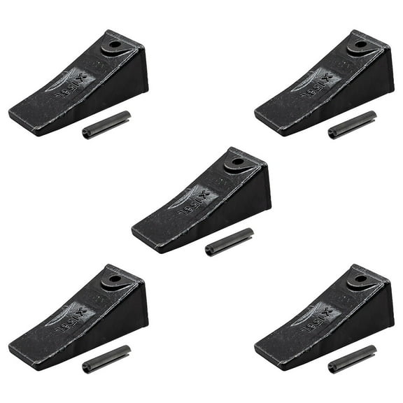 5 Pack Viking’s X156L Long Bucket Tooth w/ 156LPN Flexpins Compatible with 156 Series Teeth for Skid Steer and Mini Excavators, Loaders, Backhoes