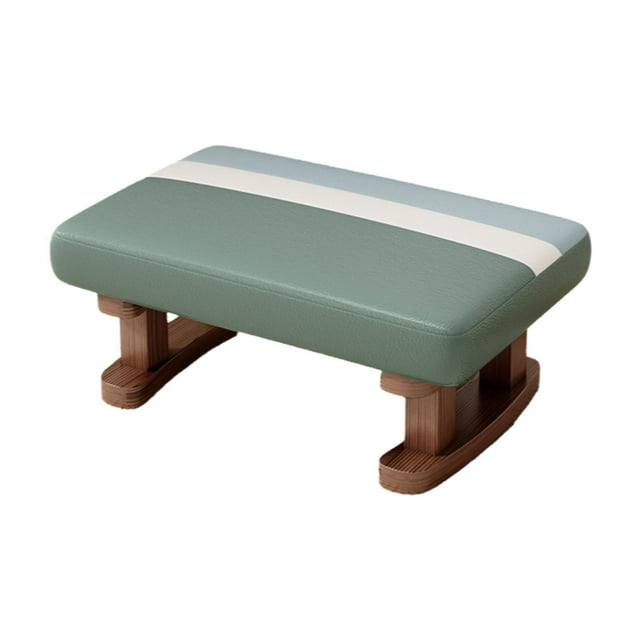 DOLITY Foot Rest with Wooden Legs Rectangle Step Stool for Dining Bed Shoe Changing Green