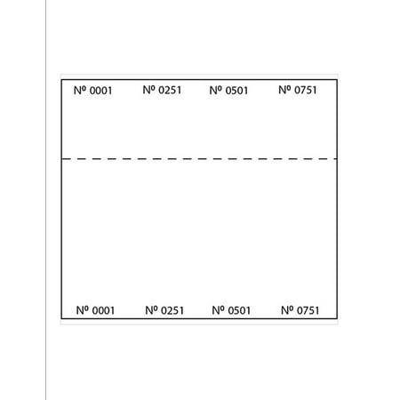Print-Ready Numbered Ticket Sheets, 8-1/2" x 11", 4 Tickets Per Sheet, Perfed Stubs and Consec Numbers, Ticket Size: 2-3/4" x 8-1/2" on White 65lb Cover - 250 Sheets (1,000 Tickets)
