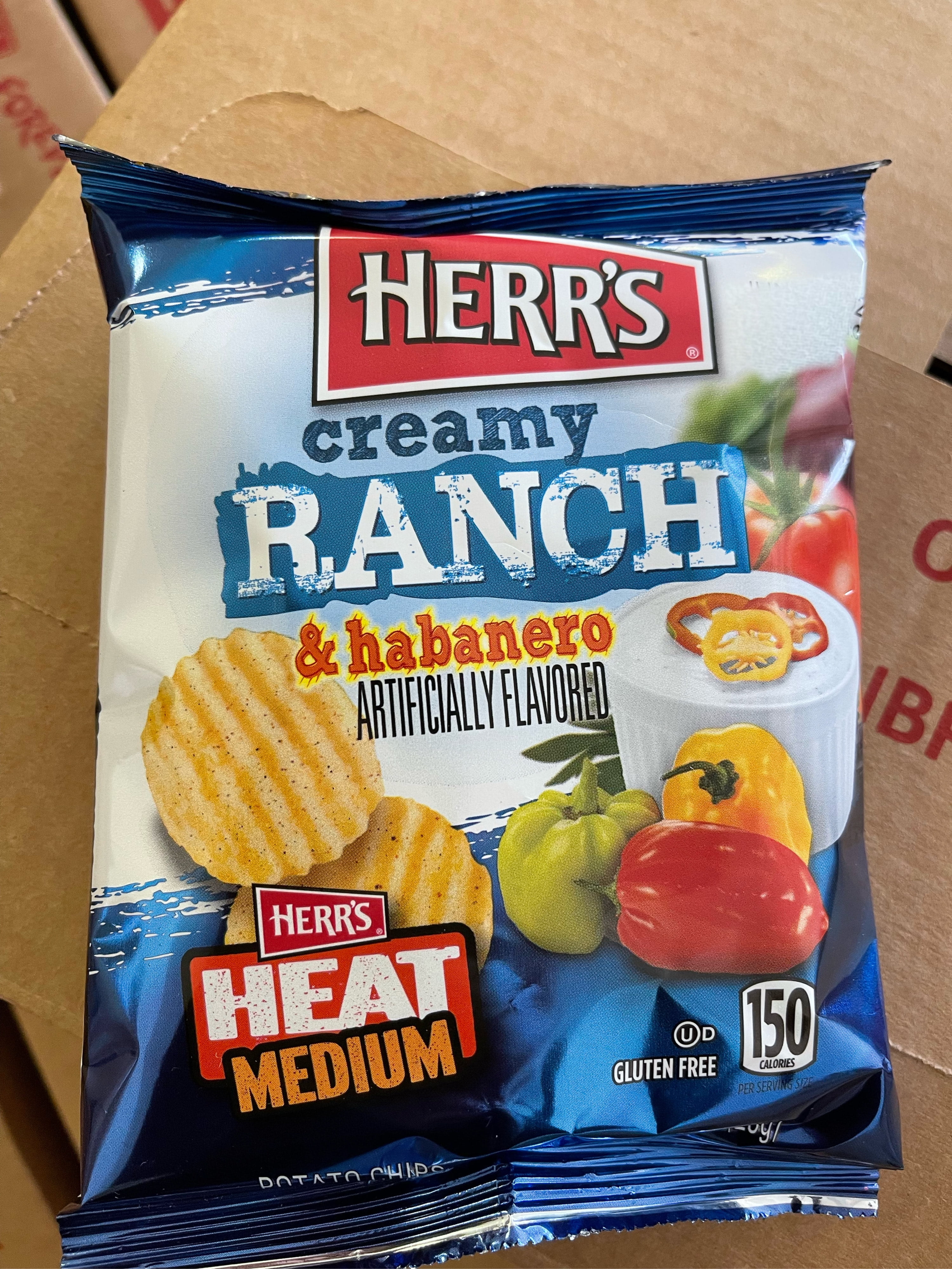 Herr's Creamy Ranch & Habanero Chips 1 oz Pack of 42