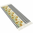 thumbnail image 2 of Sunflower Hallway Runner Rug 2x6ft,Black White Buffalo Plaid Check Country Bee Washable Woven Living Room Bedroom Kitchen Bathrom Carpet with Tassels,Indoor Outdoor Throw Door Mat for Entryway, 2 of 5