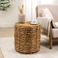 thumbnail image 7 of JONATHAN Y Zaria 18" Coastal Bohemian Handwoven Water Hyacinth Nesting Round Accent Table, Natural (Set of 3), TBL2503A-3SET, 7 of 7