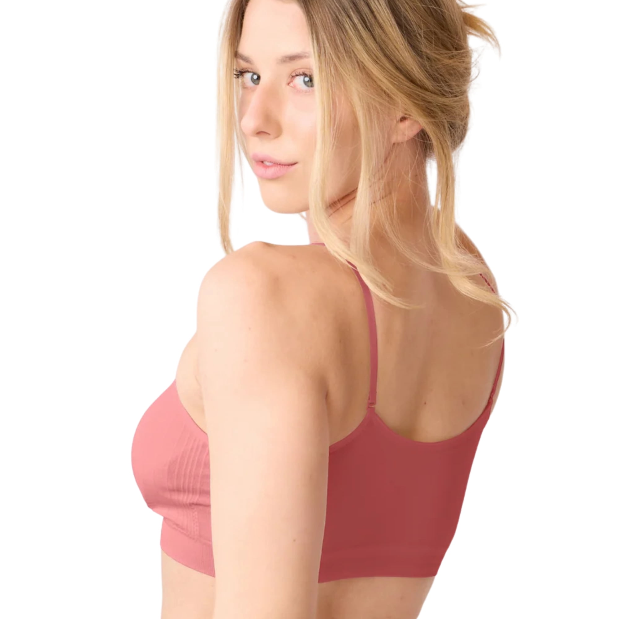 Coobie Seamless Bras for Women No Underwire Scoopneck Cami Bra 9012,Dusty Pink,One Size