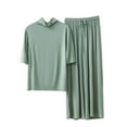 thumbnail image 2 of Hrsba Women's Sleep Set, Short Sleeve and Long Pants Loose Casual Comfortable Lightweight Summer Pajama Set Suitable for Lounging, 2 of 3