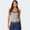 Grey, variant on LYMAYTER‌ Women's ‌Lace Crop Tank Top‌ Color Block Y2K Scoop Neck Spaghetti Strap Camisole Fashion
