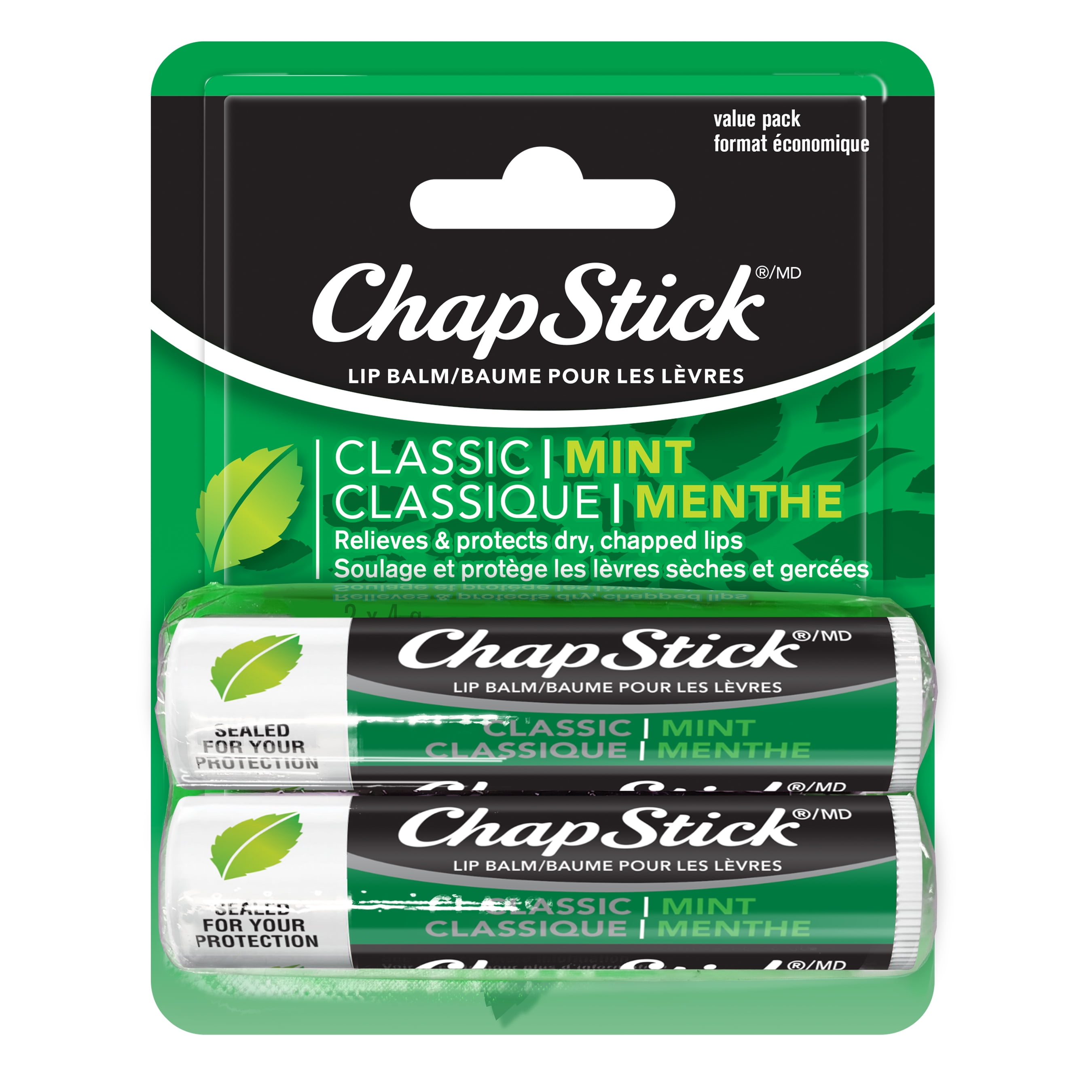 Chapstick Classic Lip Balm, Mint Flavour, 4G, 2 Pack