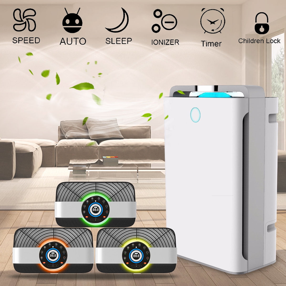 3 IN 1 AUGIENB 7 stage HEPA Air Purifier Ionizer Filter UV Sterilizer Humidifier