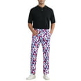 thumbnail image 2 of INSPIRE CHIC Contrast Color Pants for Men's Color Block Triangle Plaid Printed Dress Pants, 2 of 6