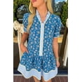 thumbnail image 2 of Women's Blue Striped Floral Dress – Casual Short Sleeve A-Line for Summer Outings, XL, 2 of 7