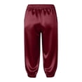 thumbnail image 4 of Womens Fashion Solid Comfortable Casual Mid Waist Sport Capri Pants Mid Calf Length Red M, 4 of 5