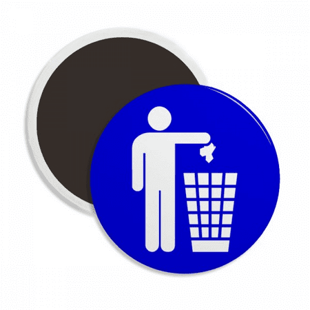 

Rubbish Blue Square Warning Mark Round Ceracs Fridge Magnet Keepsake Decoration