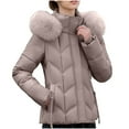thumbnail image 2 of Sriper Women Winter Coats Thermal Zip up Long Sleeve Padded Jacket Fuzzy Hooded Stand Collar Windproof Quilted Jackets Loose Fit Soild Thicken Warm Outerwear 2025 Fashion Snow Coats with Pockets, 2 of 9